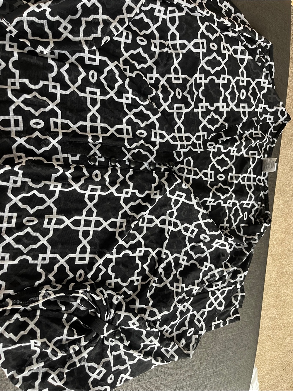 Black and White Geometric Button-Up Swimsuit coverup